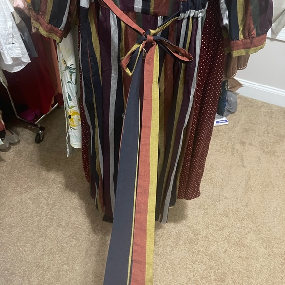 Multiple striped. Gold buttons. Dress. - Picture 6 of 6